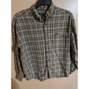 Vintage Structure Men’s Button Shirt L Cotton Green Flannel 90s Grunge